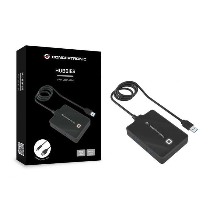 Conceptronic Hubbies11B Hub USB 3.0 4 Ports Noir