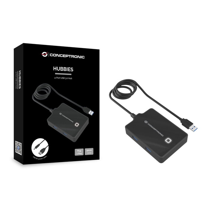 Conceptronic Hubbies11B Hub USB 3.0 4 Ports Noir