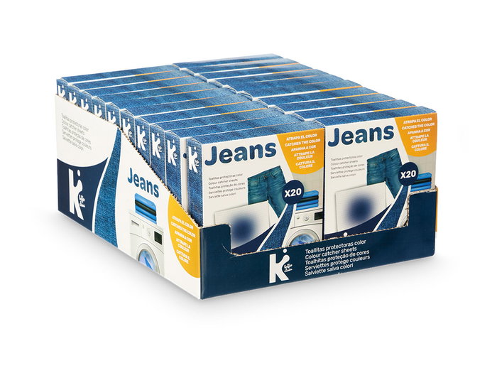 Arte Regal Set 20 Toallitas Atrapacolor Vaquero 12x14x3 cm 100% Polyester Bleu Blanc (Set de 20)