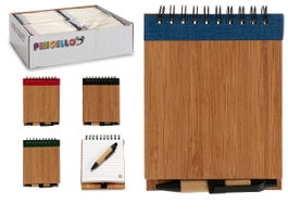 Pincello Carnet Bambou Couverture Gommée Lisse avec Stylo 10 x 13 cm (Set de 48)