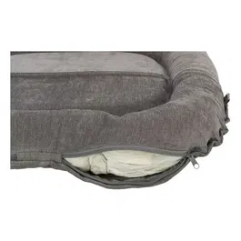 TRIXIE Vital LENNOX Coussin pour chien ovale en tissu chenille avec mousse visco-élastique et fond antidérapant - Gris - 90 x 70 cm - Confort pour grands chiens