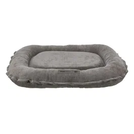 TRIXIE Vital LENNOX Coussin pour chien ovale en tissu chenille avec mousse visco-élastique et fond antidérapant - Gris - 90 x 70 cm - Confort pour grands chiens