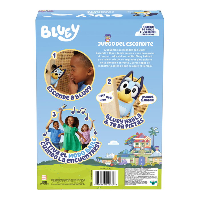 MOOSE Jeu Bluey Juego Del Escondite 91580 - Cache-cache électronique parlant avec Bluey - Jouet interactif en espagnol pour enfants dès 3 ans