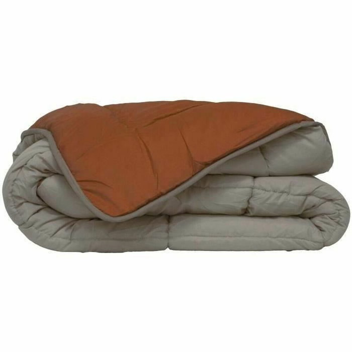 Toison D'Or Couette CALGARY Gris Galet et Marron Gingembre 240 x 260 cm