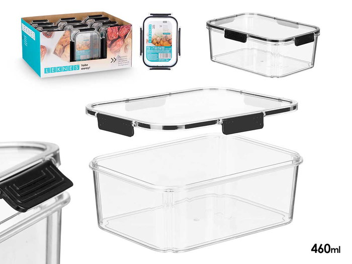 Leknes Boîte Hermétique Rectangulaire Noire 460 ml – Plastique PET/PP 15x6,5x11 cm (Set de 24) Leknes Boîte Hermétique Rectangulaire Noire 460 ml – Plastique PET/PP 15x6,5x11 cm (Set de 24)