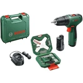 Bosch EasyDrill 1200 - Perceuse visseuse sans fil - 2 batteries + chargeur - Mallette avec embouts - Compacte, légère, 2 vitesses, lampe LED