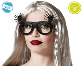 Atosa Gafas negras con arañas y luz LED para Halloween