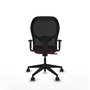 Chaise Alocén Synchro 3 positions tissu Bordeaux Maille Noir Base pyramidale noire Accoudoir 1D Sans appui-tête Roulettes 65mm nylon