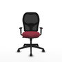 Chaise Alocén Synchro 3 positions tissu Bordeaux Maille Noir Base pyramidale noire Accoudoir 1D Sans appui-tête Roulettes 65mm nylon