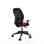 Chaise Alocén Synchro 3 positions tissu Bordeaux Maille Noir Base pyramidale noire Accoudoir 1D Sans appui-tête Roulettes 65mm nylon