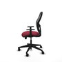 Chaise Alocén Synchro 3 positions tissu Bordeaux Maille Noir Base pyramidale noire Accoudoir 1D Sans appui-tête Roulettes 65mm nylon
