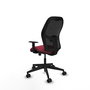 Chaise Alocén Synchro 3 positions tissu Bordeaux Maille Noir Base pyramidale noire Accoudoir 1D Sans appui-tête Roulettes 65mm nylon