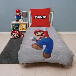 Parure de lit réversible Mario Bros - Mario et Luigi - Microfibre - 140x200 cm + Taie 63x63 cm