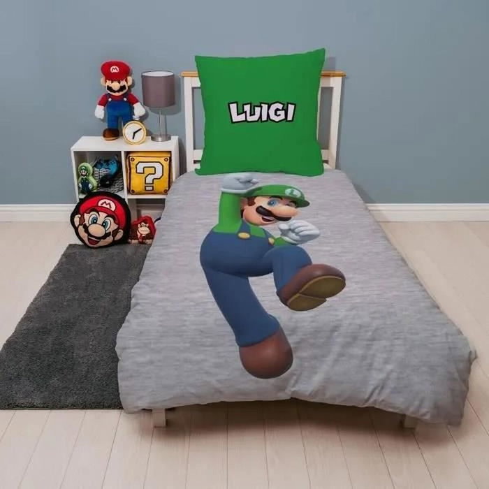 Mario Bros Parure de lit réversible Mario et Luigi, 140 x 200 cm, 2 pièces