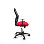 Chaise Alocén Synchrone/Traslack tissu Rouge Maille Noir Structure polyamide noire Accoudoir 1D Sans appui-tête Roulettes en nylon 50 mm