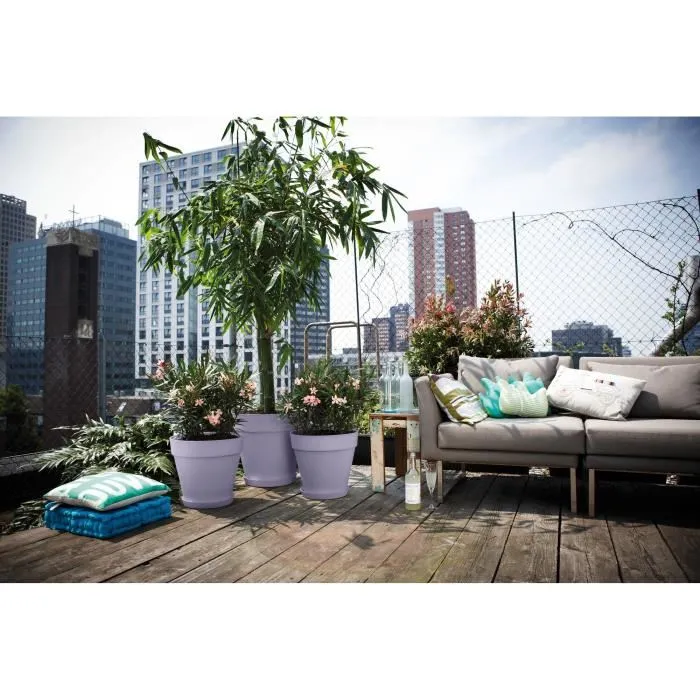 ELHO Pot de fleurs Loft Urban Rond Violet Ø 28.5 x H 26 cm Extérieur avec réservoir d'eau en plastique 100% recyclé