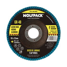 WOLFPACK LINEA PROFESIONAL Disque lamellé en zirconio 115x22 mm Grain 40