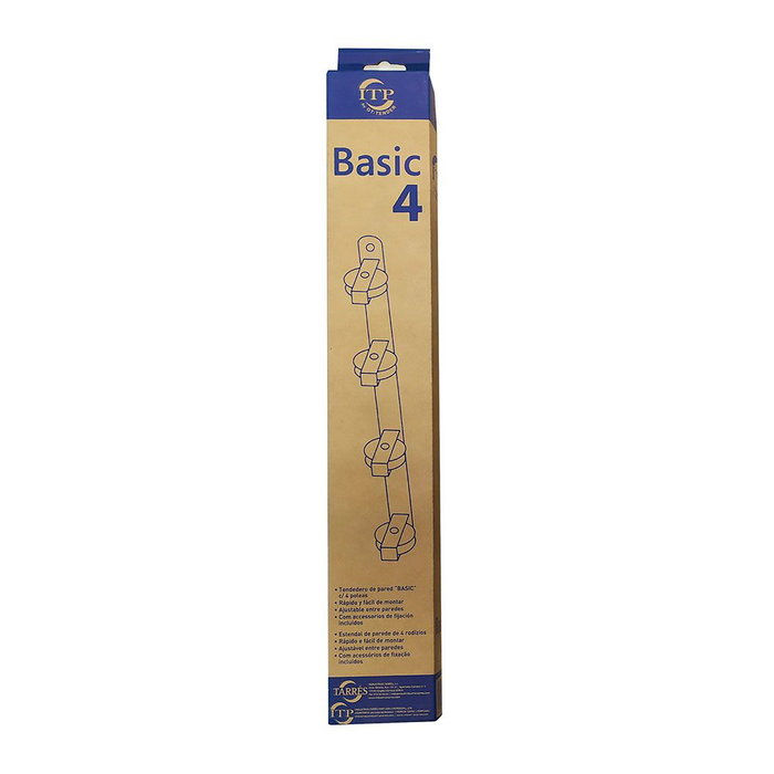 Sèche-linge mural basic avec 4 poulies blanc 47 x 5 x 5 cm fer epoxy
