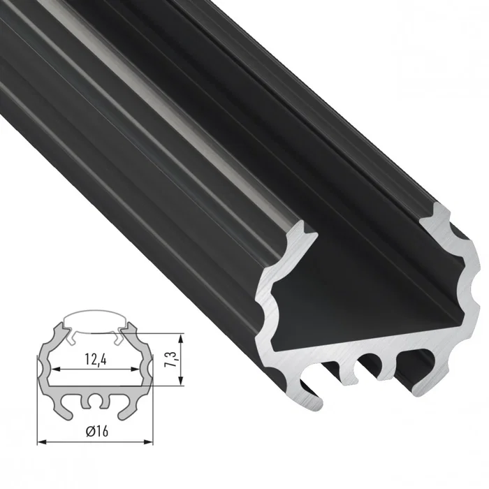 Profil Aluminium Anodizado Negro MICO 2,02M