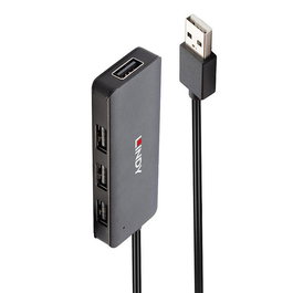 Lindy Hub USB 2.0 4 ports - Hub USB 4 ports avec alimentation externe, taux de transfert jusqu'à 480 Mbit/s, Plug & Play