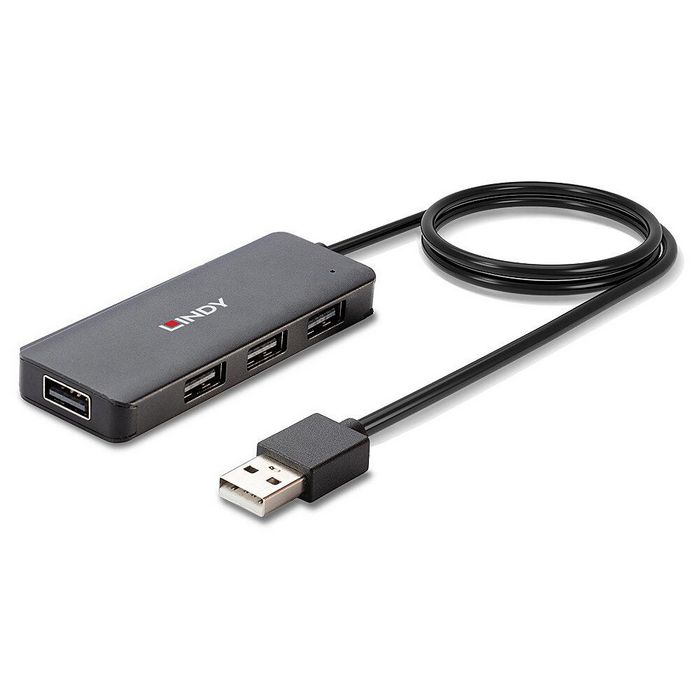 Lindy Hub USB 2.0 4 ports - Hub USB 4 ports avec alimentation externe, taux de transfert jusqu'à 480 Mbit/s, Plug & Play
