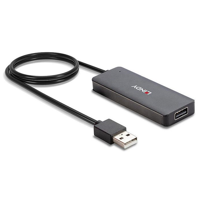 Lindy Hub USB 2.0 4 ports - Hub USB 4 ports avec alimentation externe, taux de transfert jusqu'à 480 Mbit/s, Plug & Play