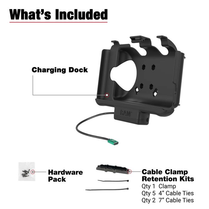 RAM Mounts Support tablette Samsung Tab Active5/3 avec dock de chargement USB-C, prise pogo, compatible housses - RAM-HOL-SAM60CPU