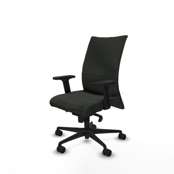 Piqueras Y Crespo Albacete confidente - Chaise de bureau avec mécanisme synchrone, tissu noir et bras 2D
