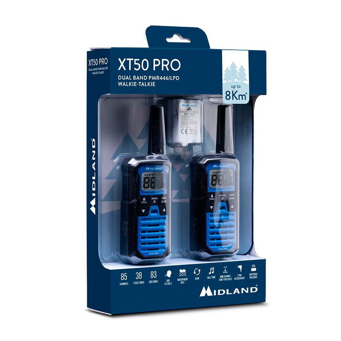 Midland XT-50 Pro C1464 Walkie-talkies PMR446 16 Canaux 8 km Bleu