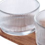 Day Set de 3 bols en verre strié et plateau en acacia