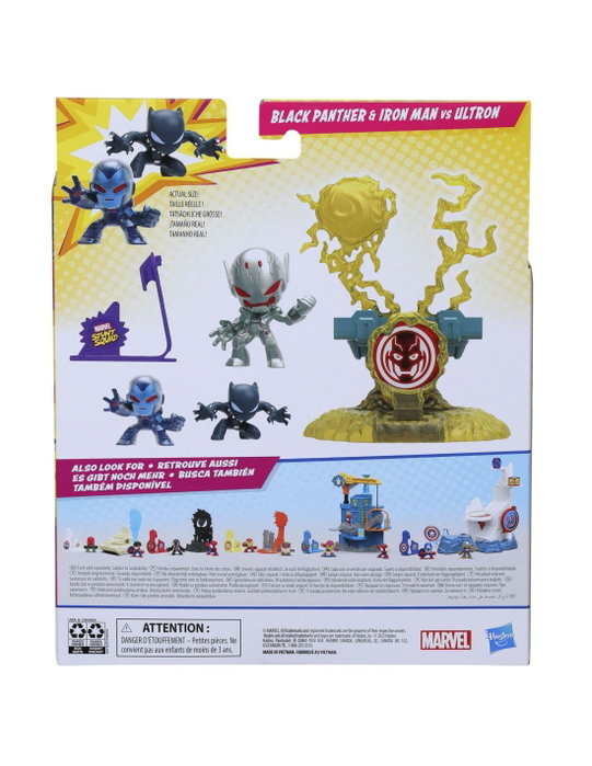 Hasbro Marvel Stunt Squad Villain Knockdown Set de jeu avec Black Panther et Iron Man contre Ultron