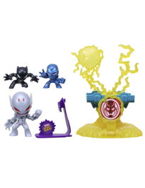 Hasbro Marvel Stunt Squad Villain Knockdown Set de jeu avec Black Panther et Iron Man contre Ultron