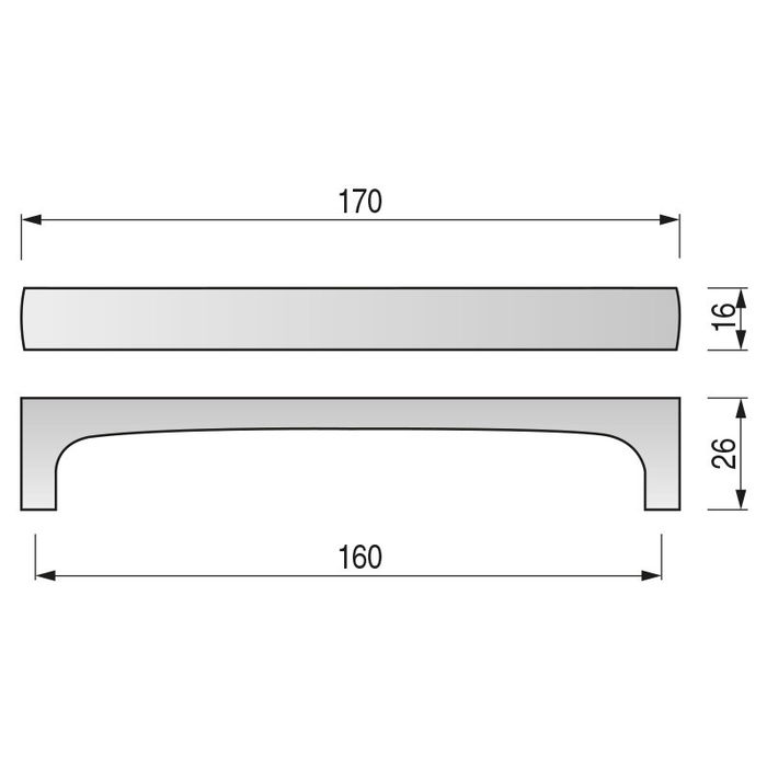 IBYP Poignée Ponte Zamak Chrome Brillant 160mm
