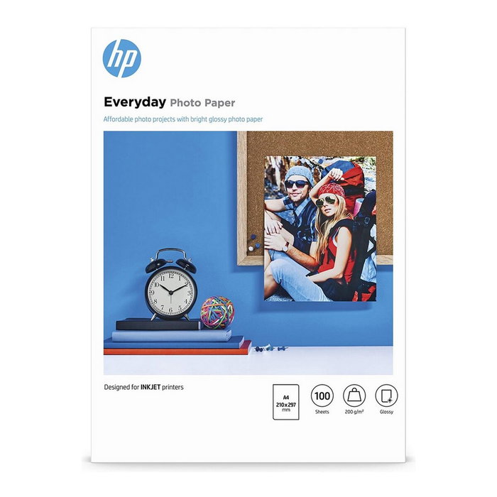 HP Papier photo Everyday A4 blanc 200 g/m² 100 feuilles HP Papier photo Everyday A4 blanc 200 g/m² 100 feuilles