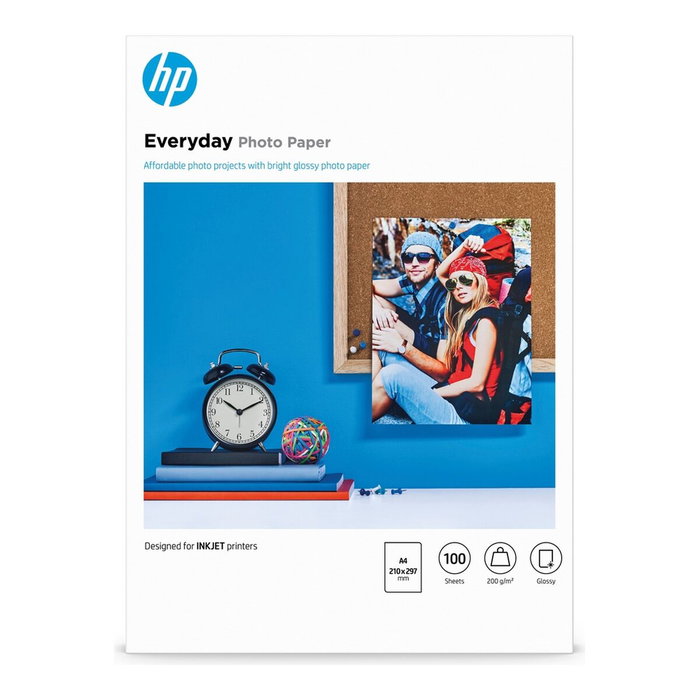 HP Papier photo Everyday A4 blanc 200 g/m² 100 feuilles HP Papier photo Everyday A4 blanc 200 g/m² 100 feuilles