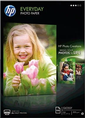HP Papier photo Everyday A4 blanc 200 g/m² 100 feuilles HP Papier photo Everyday A4 blanc 200 g/m² 100 feuilles