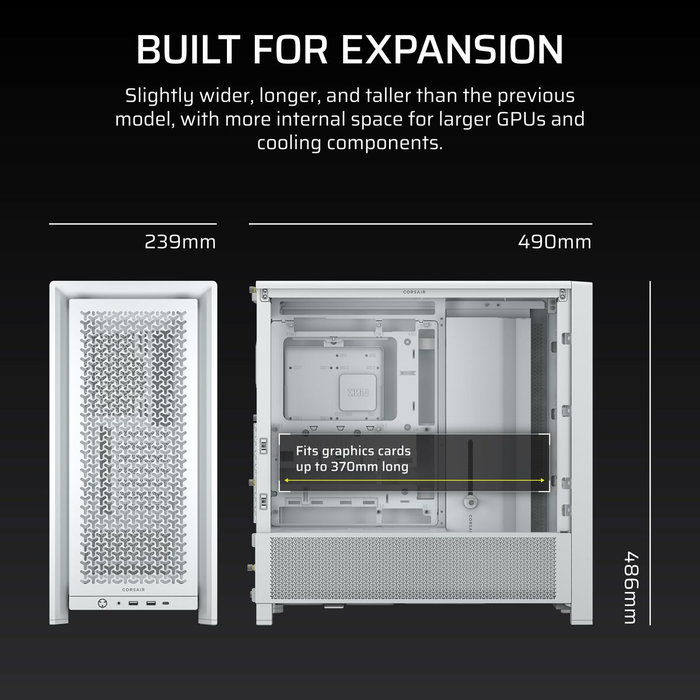 Corsair 4000D Boîtier ATX Semi-Tour Blanc