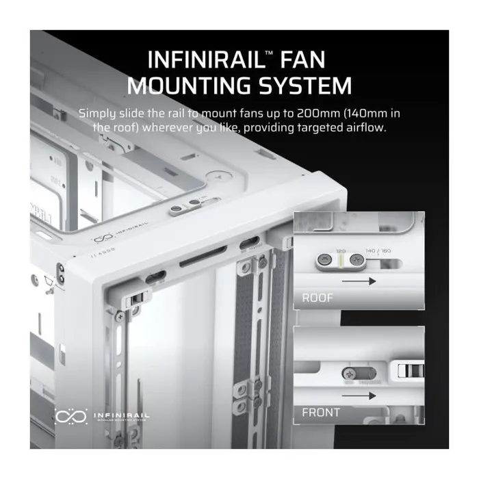 Corsair Boîtier ATX FRAME 4000D Modulaire Moyen Tour avec Systeme InfiniRail et Haut Débit d'Air, Compatible Rad 360 mm - Noir