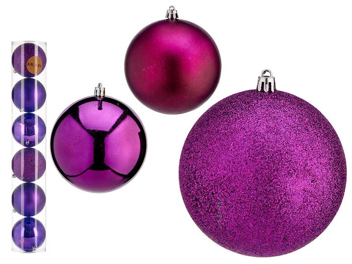 Krist+ Lot de 6 Boules de Noël Violet 10 cm Plastique (Set de 12) Krist+ Lot de 6 Boules de Noël Violet 10 cm Plastique (Set de 12)