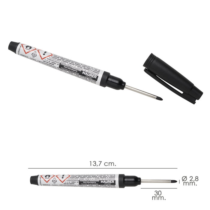 MAURER Rotulador Marcador Punta Larga Negro