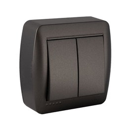Solera Double interrupteur 10A 250V~ graphite surface série Mural 74x72x28 mm