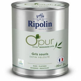 Ripolin Peinture O'PUR Gris Souris Satin Velouté 2 L
