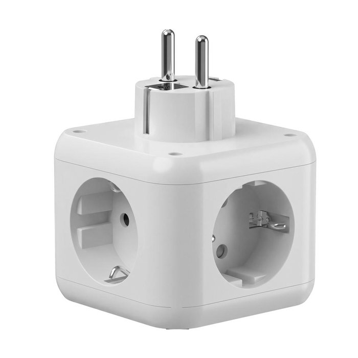 Mars Gaming MDCUBE20W Chargeur Murale Cube 20W GaN - Multiprise avec 3 Prises SCHUKO et 4 Ports USB, Charge Rapide PD 20W - Blanc