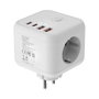 Mars Gaming MDCUBE20W Chargeur Murale Cube 20W GaN - Multiprise avec 3 Prises SCHUKO et 4 Ports USB, Charge Rapide PD 20W - Blanc