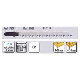 CMT Lame de scie sauteuse 5501 T101B pour bois et aggloméré, coupe fine, 4-30mm, 10 dents