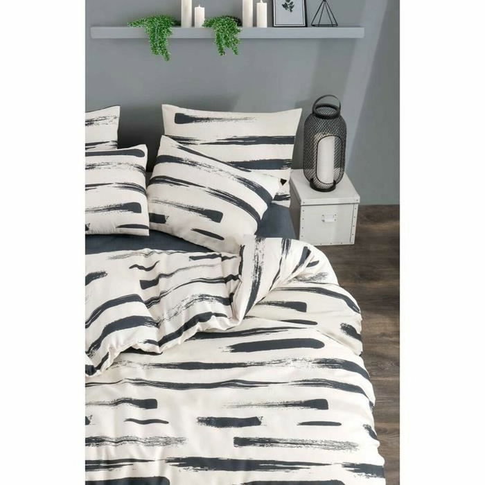 BigBuy Home Parure de couette King Size Moutarde, Blanc, Gris et Rose, 3 pièces