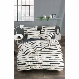 BigBuy Home Parure de couette King Size Moutarde, Blanc, Gris et Rose, 3 pièces
