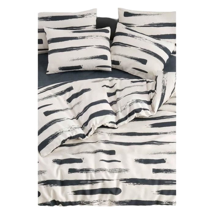 BigBuy Home Parure de couette King Size Moutarde, Blanc, Gris et Rose, 3 pièces