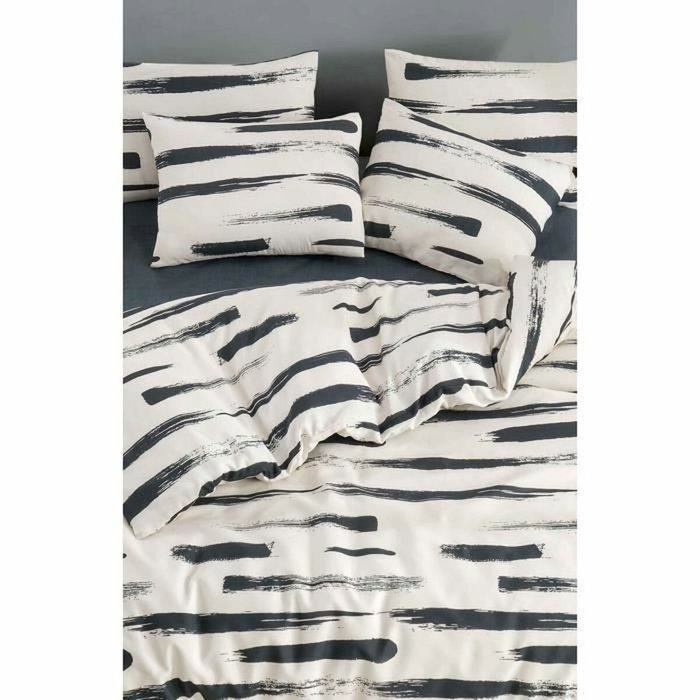 BigBuy Home Parure de couette King Size Moutarde, Blanc, Gris et Rose, 3 pièces