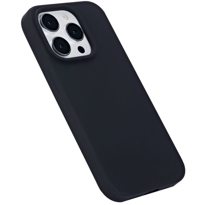 eSTUFF Coque magnétique INFINITE ROME pour iPhone 15 Pro - Silicone, 81% matériaux recyclés, protection chute 2 m, compatible MagSafe - Noir